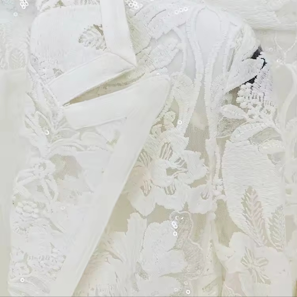Designer Runway Suit Set Women's Single Button Guipure Lace Blazer Flare… - Picture 4 of 7